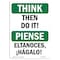 Signmission OSHA THINK Sign, Then Do It Bilingual, 14in X 10in Rigid Plastic, 10" W, 14" L, Landscape OS-TS-P-1014-L-11884 - alternate 1